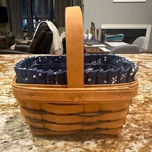 1996 Longaberger Heartland Mini Chore Basket Classic Blue Liner